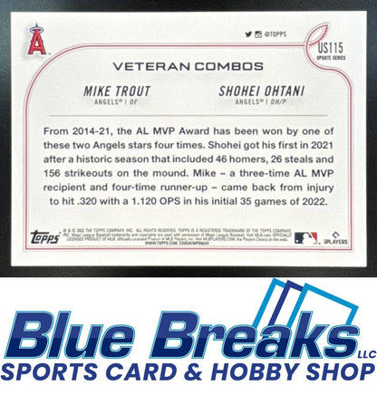 2022 Topps Update MVP Caliber Mike Trout Shohei Ohtani #US115