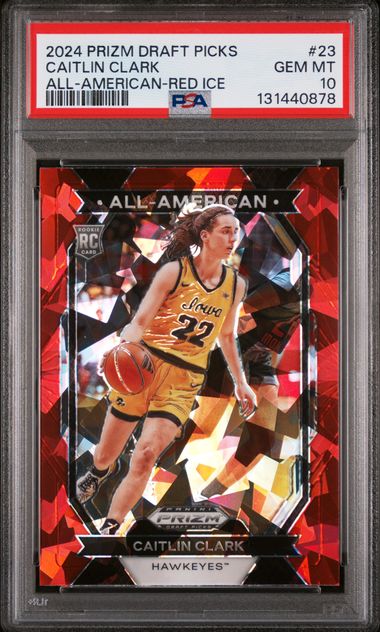 2024 Prizm Draft Picks - Caitlin Clark - Basketball - Iowa Hawkeyes- All-American - Red Ice - #23 - PSA 10