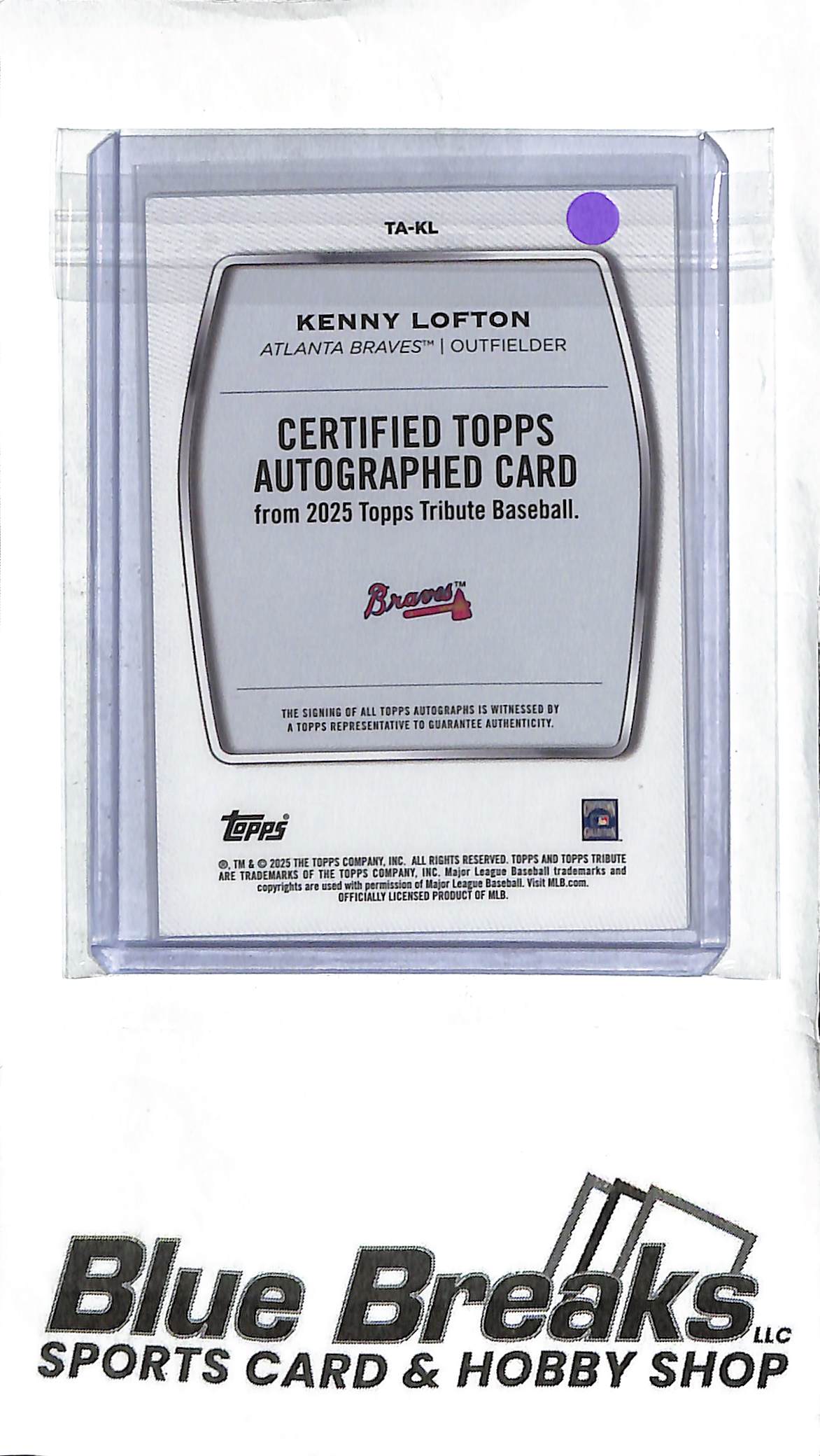 Kenny Loftin TA-KL - 2025 Topps Tribute - Auto 07/10 - Baseball - Braves