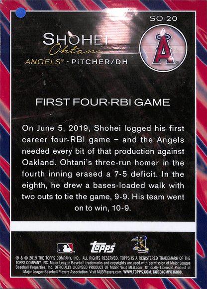 Shohei Ohtani SO-20 - 2019 Topps - Oversized 03/49 - First Four-RBI Game - Baseball - Angels