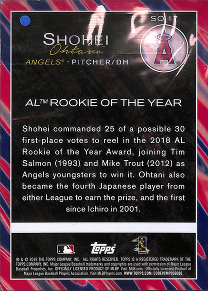 Shohei Ohtani SO-17 - 2019 Topps - Oversized 03/49 - AL Rookie of the Year - Baseball - Angels