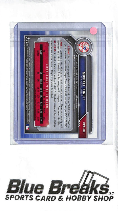 Michael King CPA-MK - 2016 Bowman Chrome - 1st Auto - Prospect - Baseball - Yankees - Padres