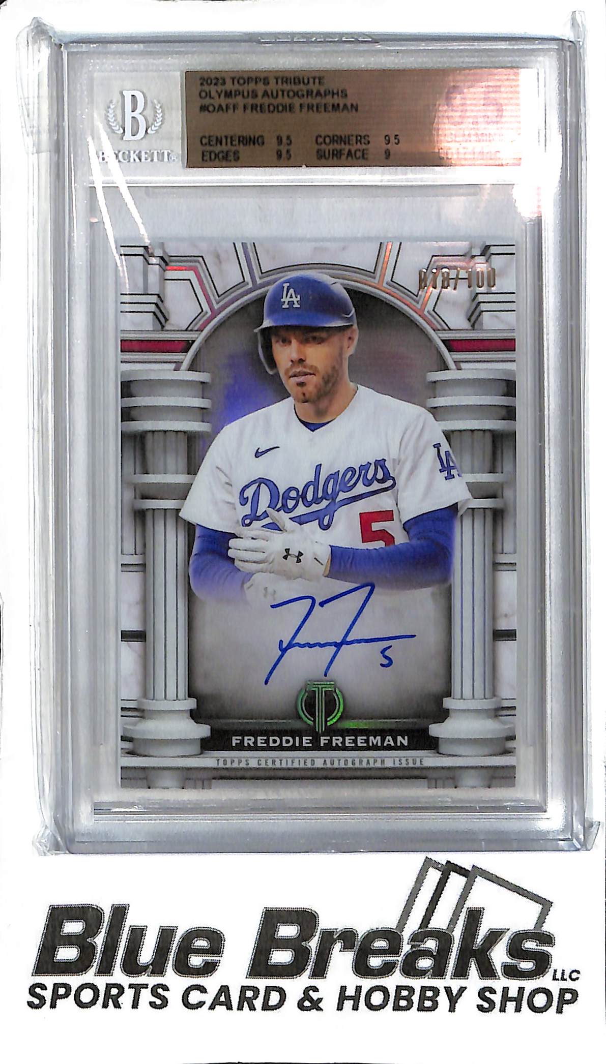 Freddie Freeman OA-FF - 2023 Topps Tribute - Auto 018/100 - BGS 9.5 - Baseball - Dodgers