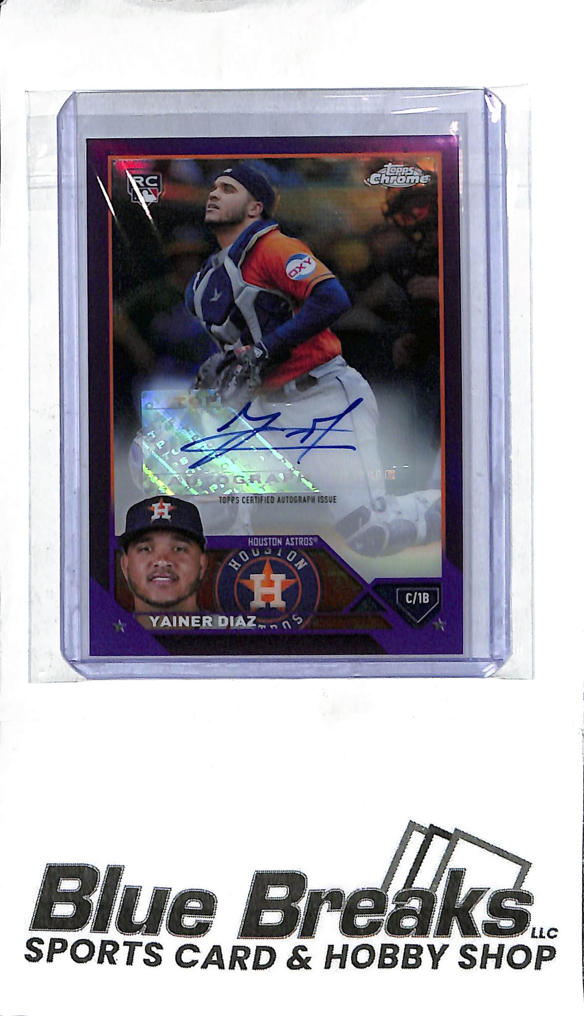 Yainer Diaz AC-YAD - 2023 Topps Chrome - RC Auto - Purple 004/250 - Baseball - Astros
