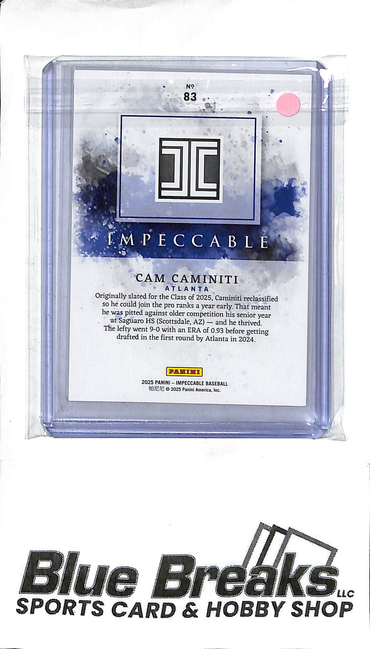 Cam Caminiti #83 - 2025 Panini Impeccable - 06/35 - Baseball - Braves