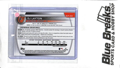 DJ Layton BCP-252 - 2025 Bowman Chrome - 1st Bowman - Blue Wave 011/150 - Baseball - Orioles