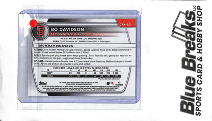 Bo Davidson CPA-BD - 2025 Bowman Chrome - 1st Bowman Auto - Baseball - Giants