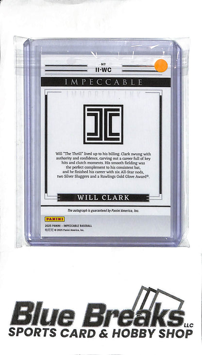 Will Clark II-WC - 2025 Panini Impeccable - Immortal Ink Auto - 11/25 - Baseball - Rangers