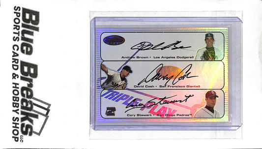 Andrew Brown David Cash Cory Stewart TP-BCS - 2003 Bowman's Best - Triple Auto - Baseball - Dodgers