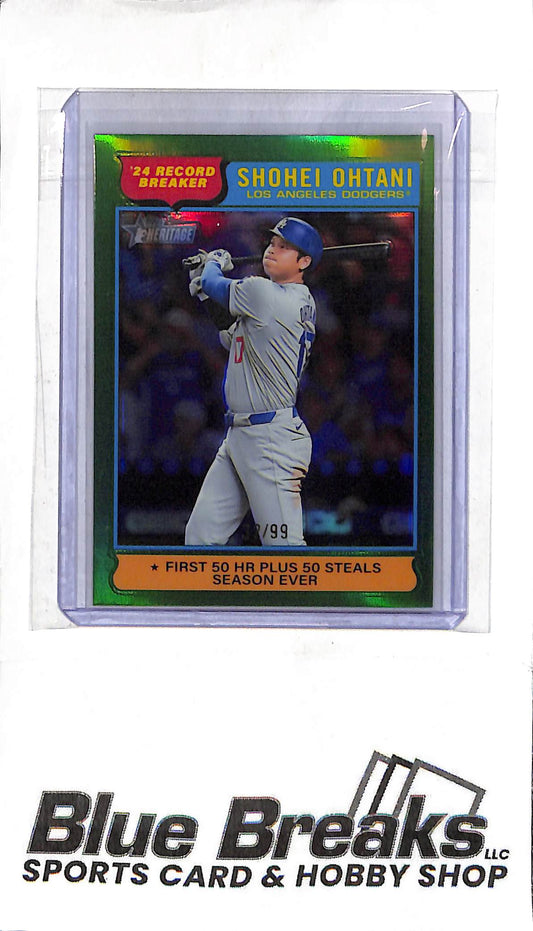 Shohei Ohtani 1 - 2025 Topps Heritage - 2024 Record Breaker - Green 32/99 - Baseball - Dodgers