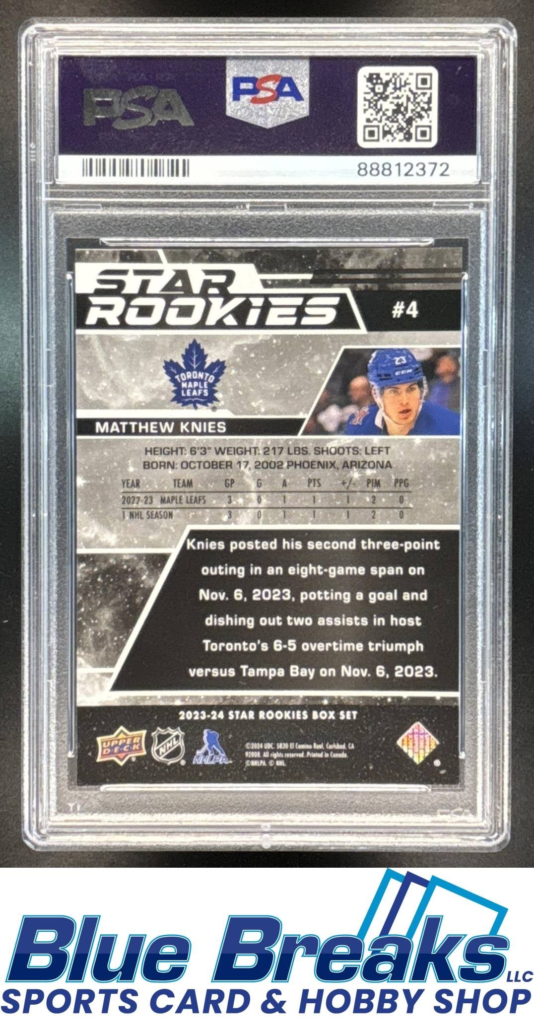 2023 Upper Deck NHL Star Rookies Box Set Matthew Knies #4 RC PSA 10