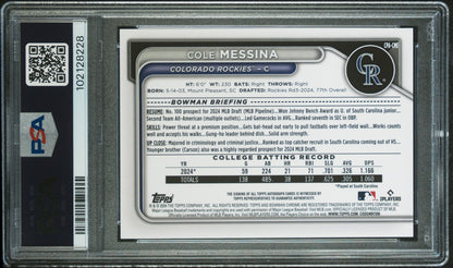 2024 Bowman Draft - 1st Bowman - Chrome Prospect - gold refractor - Cole Messina - auto - 42/50 - #CPA-CME - PSA 9 - baseball - Rockies
