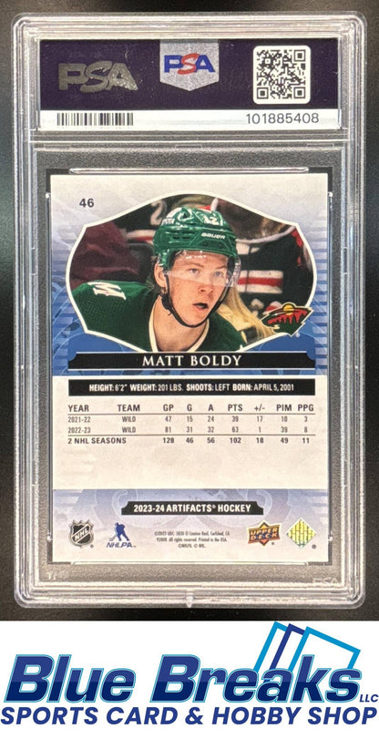 2023-24 Upper Deck Artifacts Matt Boldy [RC] #46 PSA AUTH Minnesota Wild