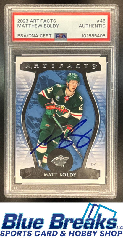 2023-24 Upper Deck Artifacts Matt Boldy [RC] #46 PSA AUTH Minnesota Wild