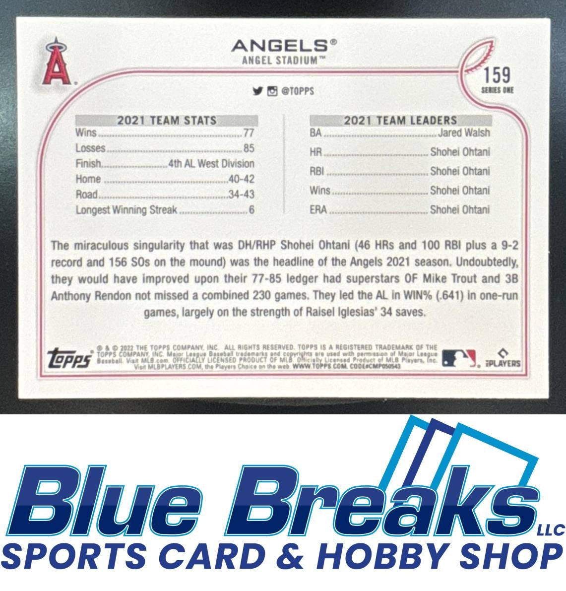 2022 Topps Purple Los Angeles Angels [RC] #159 Team Card