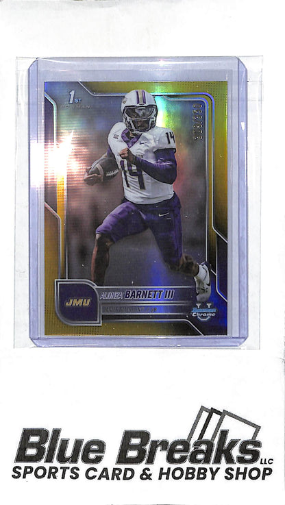 2025 Bowman University Chrome - 1st Bowman - yellow refractor - Alonza Barnett III - 309/350 - football - James Madison