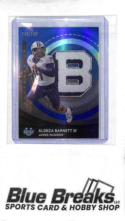 2025 Bowman University Chrome - Lettered Up - blue - Alonza Barnett III - 149/150 - football - James Madison