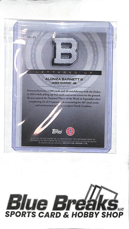 2025 Bowman University Chrome - Lettered Up - blue - Alonza Barnett III - 149/150 - football - James Madison