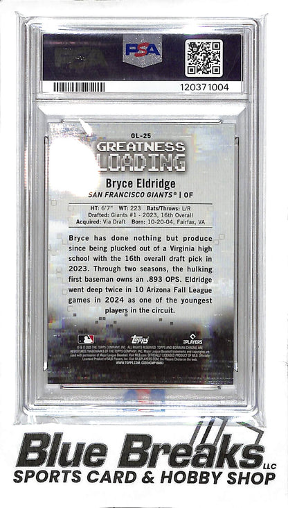 2025 Bowman Chrome - Greatness Loading - gold refractor - Bryce Eldridge - 06/50 - #GL-25 - baseball - PSA 10 - Giants