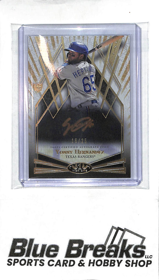 2022 Topps - Tier One - Break Out - Yonny Hernandez - auto - 16/25 - RC - #BOA-YHE - baseball - Rangers