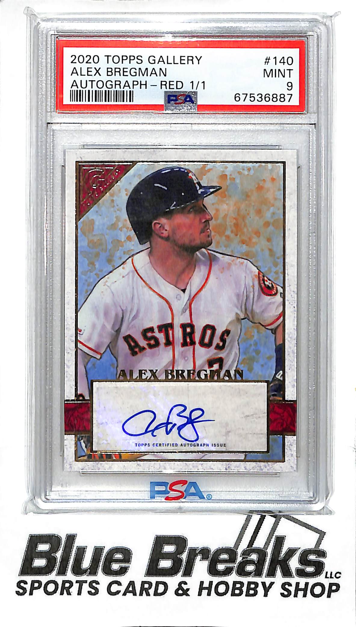 2020 Topps Gallery - red - Alex Bregman - auto - 1/1 - #140 - PSA 9 - baseball - Astros