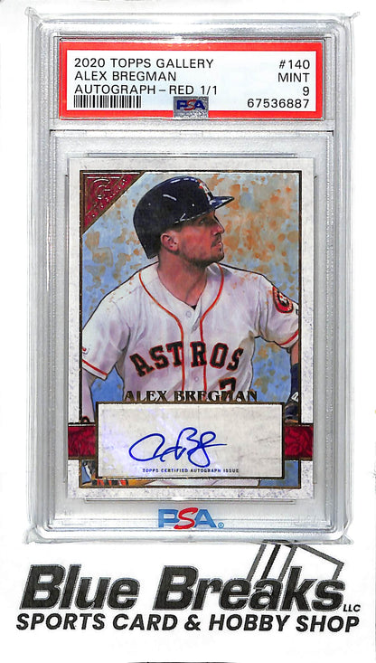 2020 Topps Gallery - red - Alex Bregman - auto - 1/1 - #140 - PSA 9 - baseball - Astros