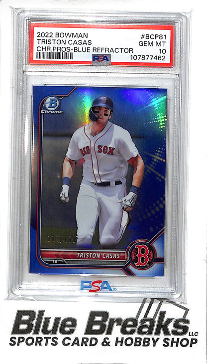 2022 Bowman Chrome - Prospects - blue refractor - Triston Casas - 085/150 - #BCP-81 - PSA 10 - baseball - Red Sox