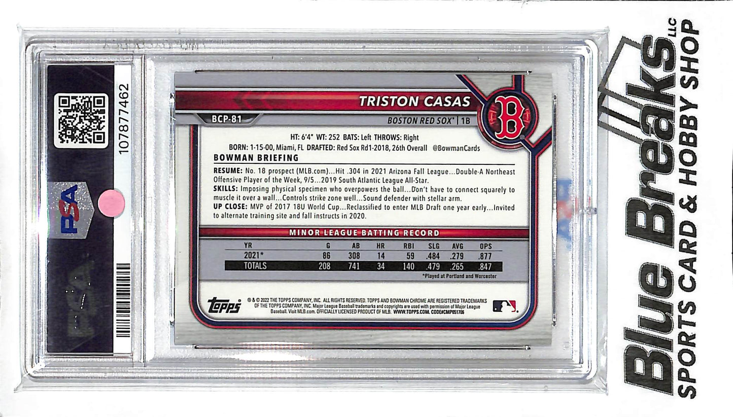 2022 Bowman Chrome - Prospects - blue refractor - Triston Casas - 085/150 - #BCP-81 - PSA 10 - baseball - Red Sox