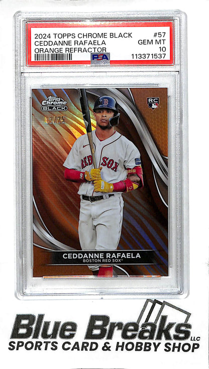 2024 Topps Chrome Black - orange refractor - Ceddanne Rafaela - 02/25 - RC - #57 - PSA 10 - baseball - Red Sox
