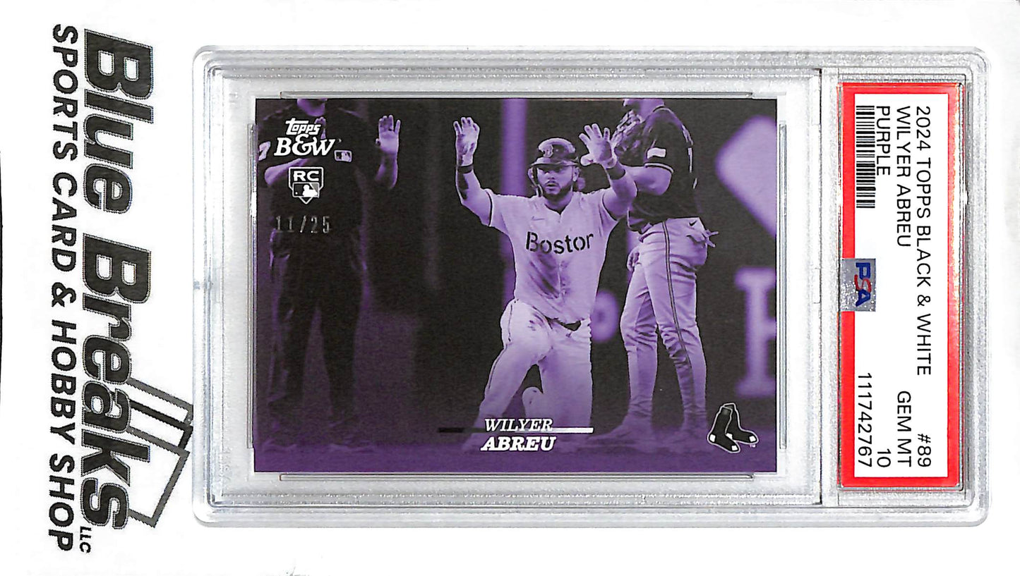 2024 Topps Black & White - Purple - Wilyer Abreu - 11/25 - RC - #89 - PSA 10 - baseball - Red Sox