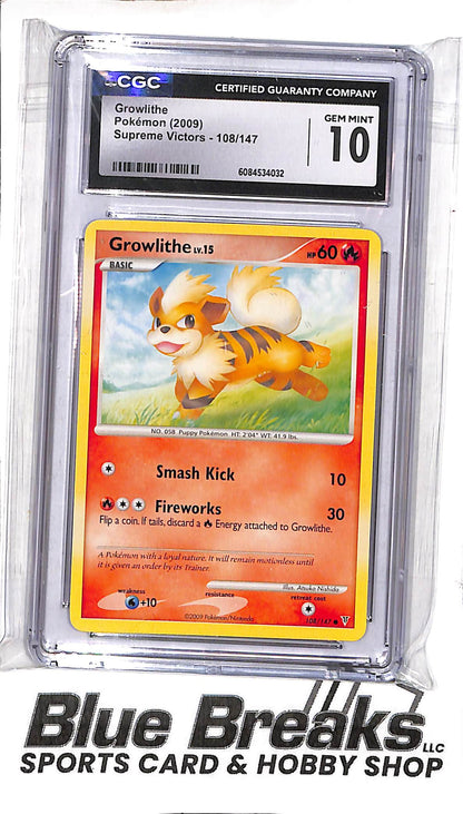 2009 Pokémon - Supreme Victors - Growlithe - 108/147 - CGC 10