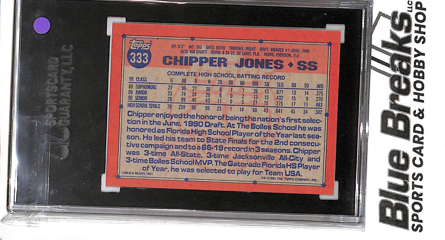 1991 Topps - Chipper Jones - #333 - SGC 10 - baseball - Braves