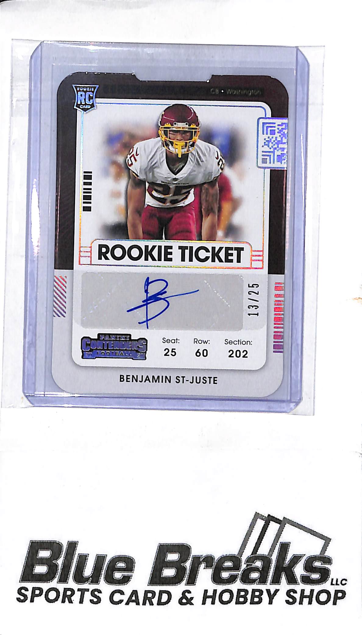 2021 Panini - Contenders - Rookie Ticket - Benjamin St-Juste - auto - 13/25 - RC - #180 - football - Commanders