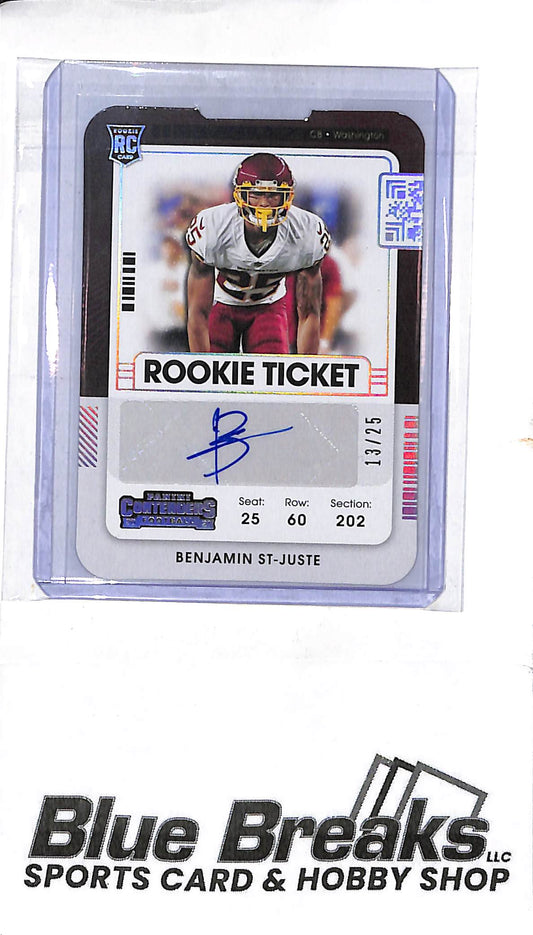 2021 Panini - Contenders - Rookie Ticket - Benjamin St-Juste - auto - 13/25 - RC - #180 - football - Commanders