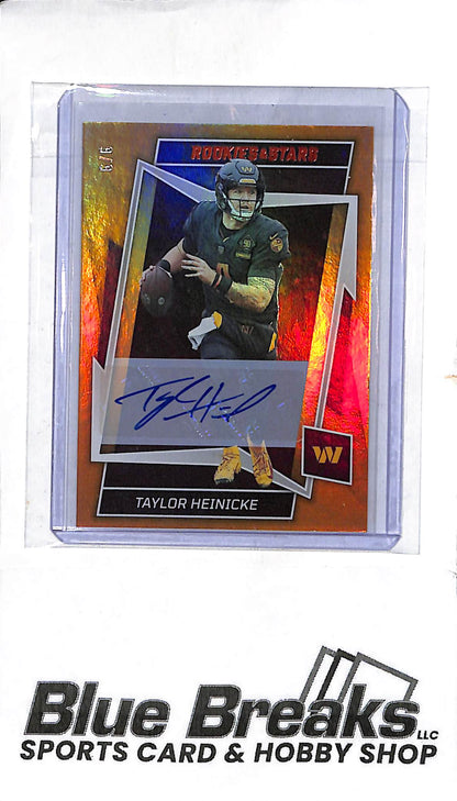 2022 Panini - Rookies & Stars - orange parallel - Taylor Heinicke - auto - 9/9 - #98 - football - Commanders