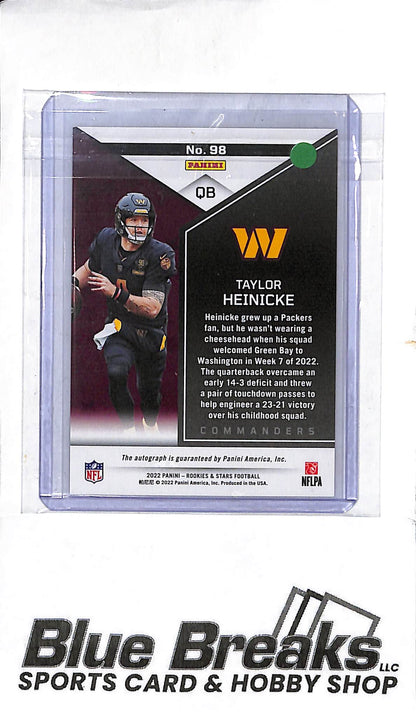2022 Panini - Rookies & Stars - orange parallel - Taylor Heinicke - auto - 9/9 - #98 - football - Commanders