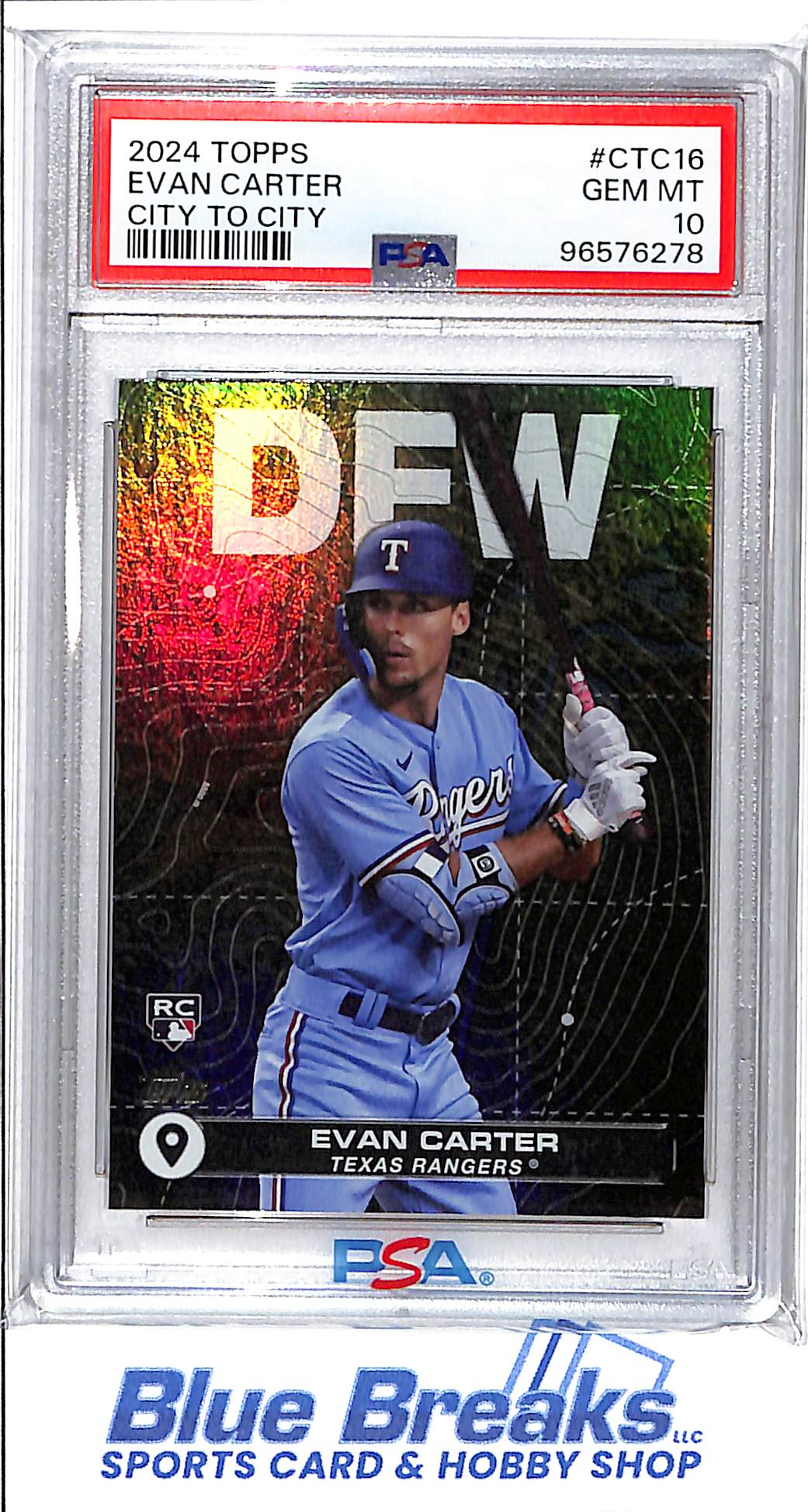 2024 Topps - City to City - Evan Carter - RC - #CTC-16 - PSA 10 - baseball - Rangers