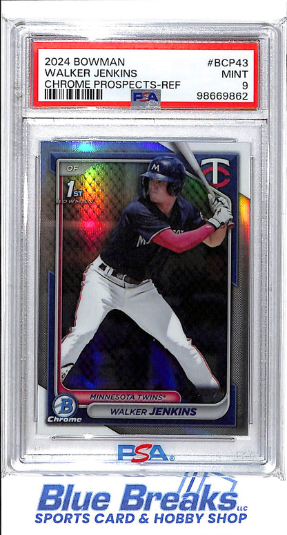 2024 Bowman Chrome - 1st Bowman - Prospects - Refractor - Walker Jenkins - 256/499 - #BCP-43 - PSA 9 - baseball - Twins