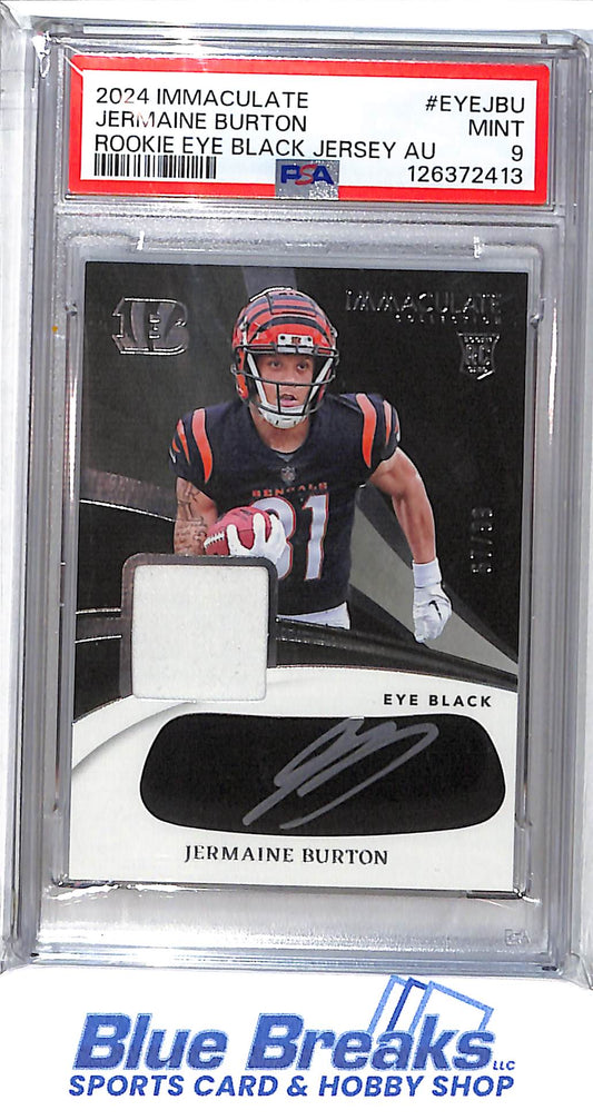 2024 Panini Immaculate - Rookie Eye Black Jersey Auto - Jermaine Burton - 67/99 - RC - #EYE-JBU - PSA 9 - football - Bengals