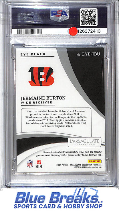 2024 Panini Immaculate - Rookie Eye Black Jersey Auto - Jermaine Burton - 67/99 - RC - #EYE-JBU - PSA 9 - football - Bengals