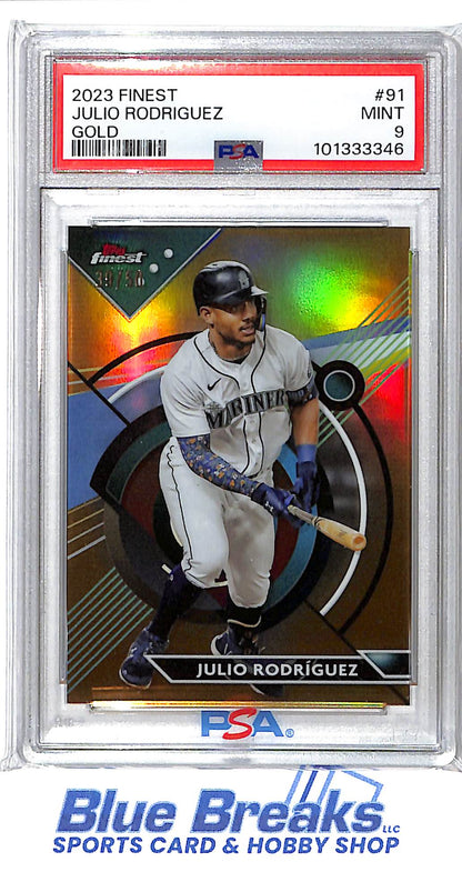 2023 Topps Finest - Gold - Julio Rodriguez - 39/50 - #91 - PSA 9 - baseball - Mariners