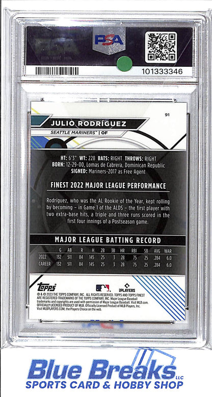 2023 Topps Finest - Gold - Julio Rodriguez - 39/50 - #91 - PSA 9 - baseball - Mariners
