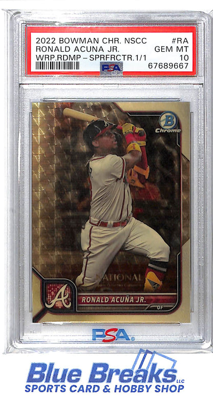 2022 Bowman Chrome - National Sports Collection Convention - Wrapper Redemption - Ronald Acuna Jr - Superfractor - 1/1 - #NSCC-RA - PSA 10 - baseball - Braves