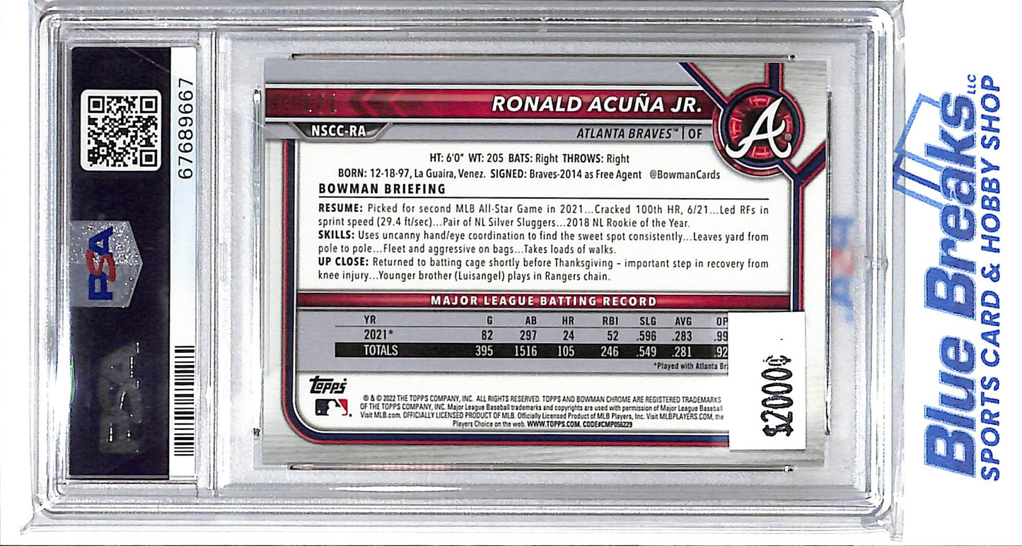 2022 Bowman Chrome - National Sports Collection Convention - Wrapper Redemption - Ronald Acuna Jr - Superfractor - 1/1 - #NSCC-RA - PSA 10 - baseball - Braves