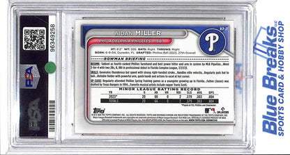 2024 Bowman Chrome Sapphire - 1st Bowman - Prospect - Yellow - Aidan Miller - 05/75 - #BCP-27 - PSA 9 - baseball - Phillies