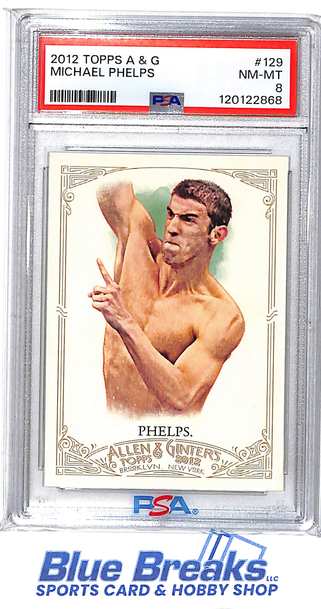 2012 Topps - Allen & Ginter - Michael Phelps - #129 - PSA 8 - swimming - Olympics
