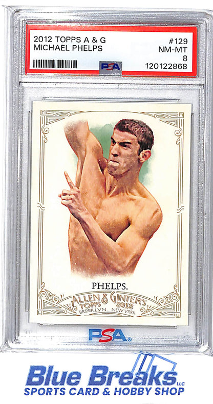 2012 Topps - Allen & Ginter - Michael Phelps - #129 - PSA 8 - swimming - Olympics