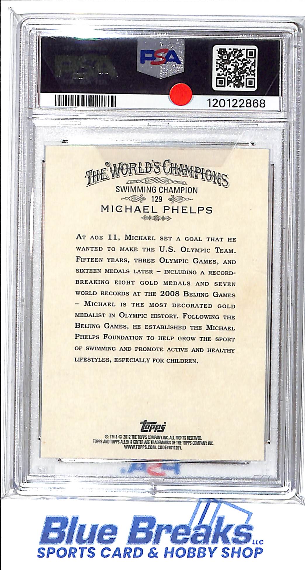 2012 Topps - Allen & Ginter - Michael Phelps - #129 - PSA 8 - swimming - Olympics