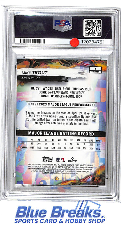 2024 Topps Finest - Green Refractor - Mike Trout - 68/75 - #1 - PSA 9 - baseball - Angels