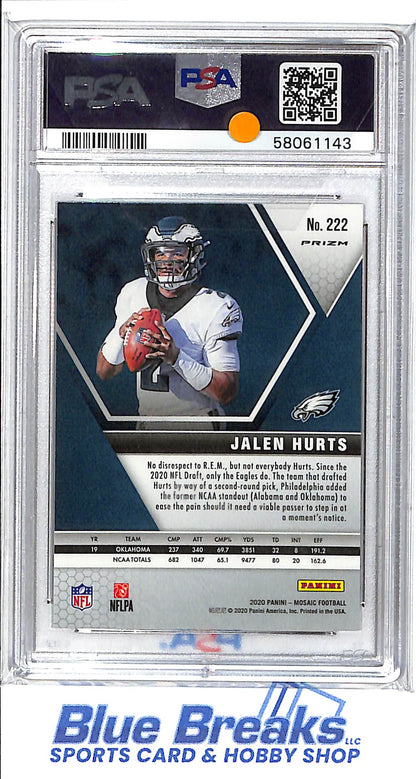2020 Panini - Mosaic - Reactive Green - Jalen Hurts - RC - #222 - PSA 9 - football - Eagles
